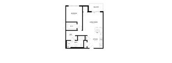 A black and white image of a floor plan for a home.