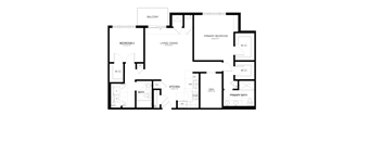 A black and white image of a floor plan for a home.