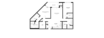 A black and white floor plan of a house with labeled rooms.