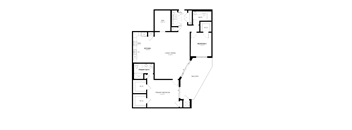 A black and white floor plan of a house with labeled rooms.