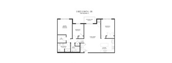 3B Floor Plan at Arden of Oak Brook, Oakbrook Terrace, IL, 60181