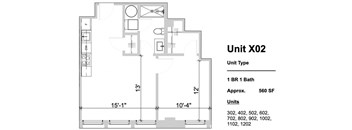 X02 - 1 Bed 1 Bath