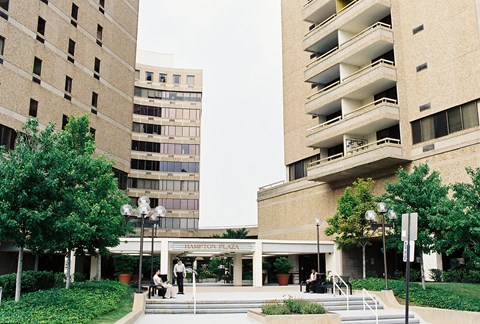 apartment building exterior at Hampton Plaza Apartments, Towson