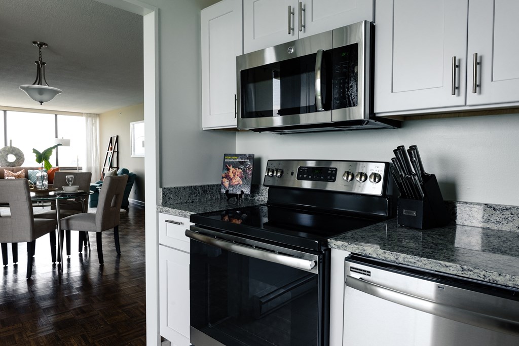 kitchen with appliances at Hampton Plaza Apartments, Towson, Maryland