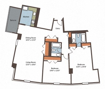 a floor plan of a house with a bedroom and a living room