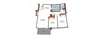 a floor plan of a house with a large living room