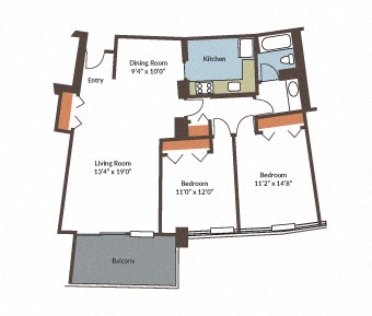a floor plan of a house with a large living room