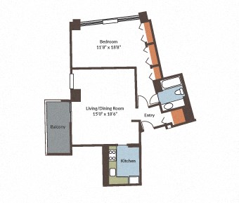 a floor plan of a bedroom apartment