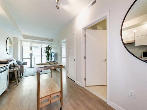 Kitchen with mirror at Artline Apartments, Washington, 20024