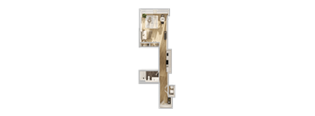A 3D floor plan of a small apartment with a bedroom and a bathroom.