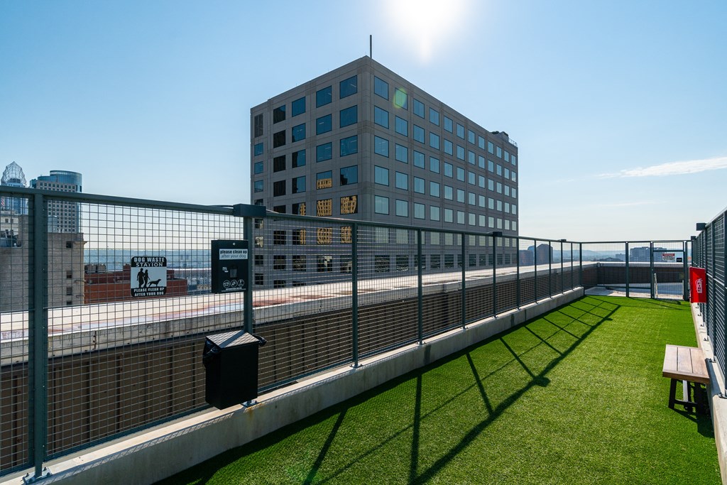 a dog park on the roof of a building at Textile Apartments, Cincinnati