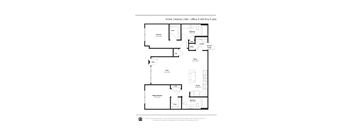 A floor plan of a 1st level apartment with a 2 bedroom, 2 bathroom, 1,088 sq. ft. living area and 70 sq. ft. patio.