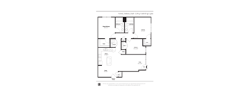A floor plan of a 1st level, 3 bedroom, 2 bath apartment with a garage.