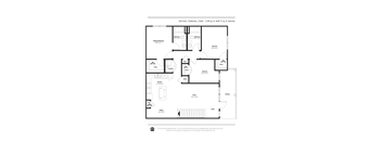 A floor plan of a 2nd level, 3 bedroom apartment with a total area of 1,430 sq. ft.