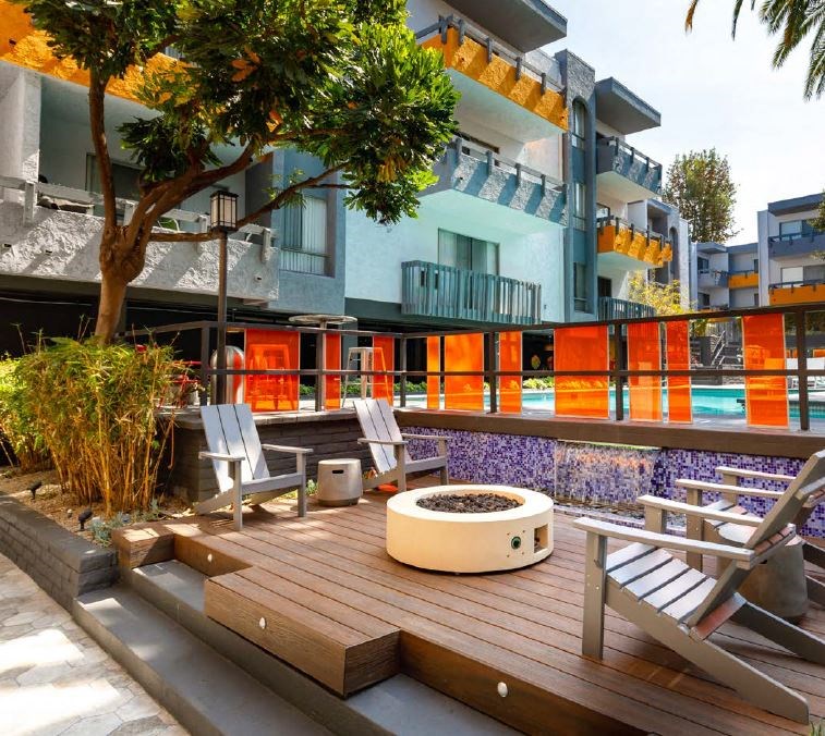 Poolside Lounge With Firepit and Patio Seating