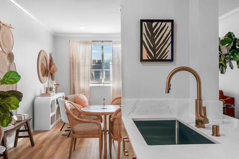 a room with wallpaper of windows with rounded shapes