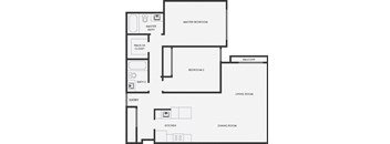 A black and white floor plan of a two bedroom apartment.
