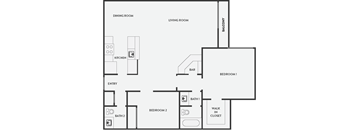 A black and white image of a floor plan for a house.