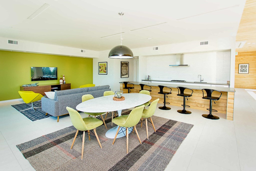 Rooftop indoor clubhouse with modern finishes