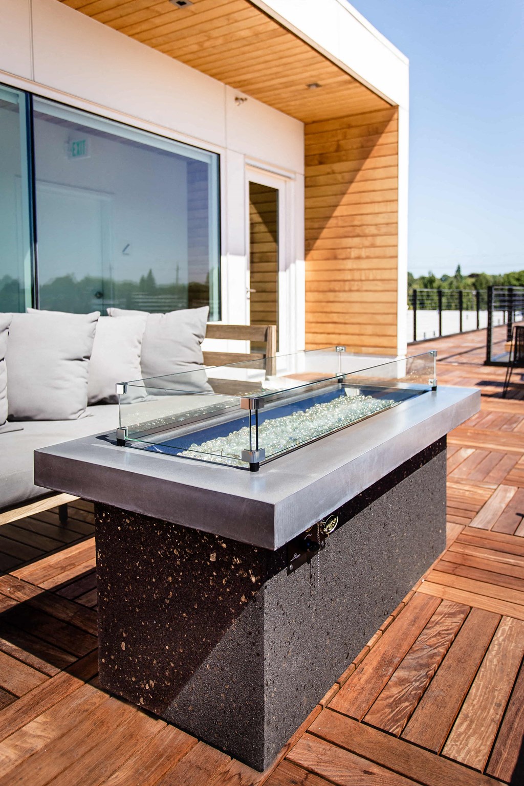 Rooftop outdoor fireplace