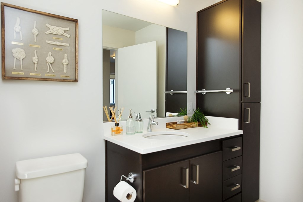 Sleek bathroom with modern fixtures