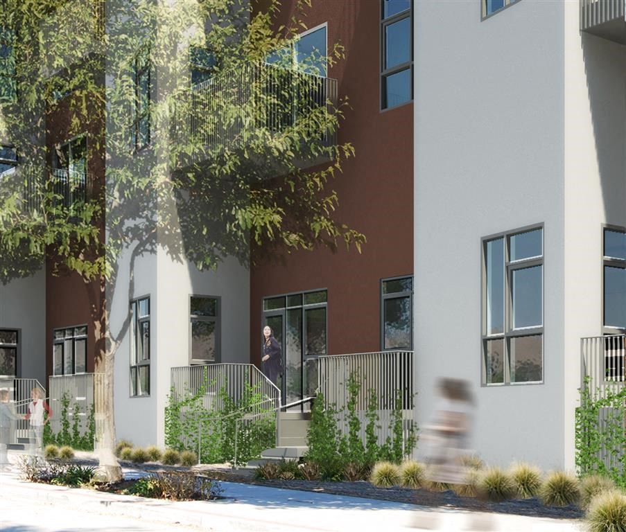 Exterior with white and brown walls