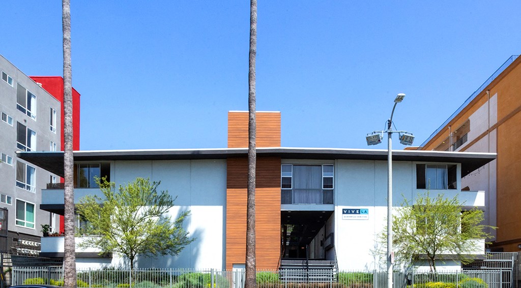 Exterior with palm trees