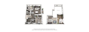A 3D floor plan of a house with two sections, one labeled "Open to Below".