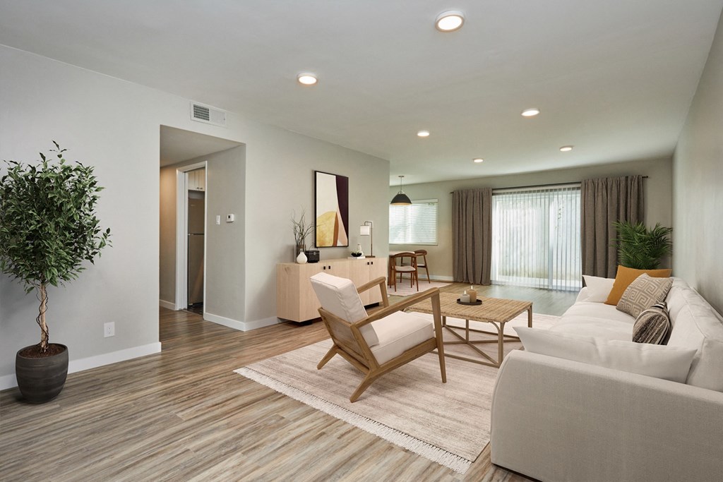Living area with sliding glass door