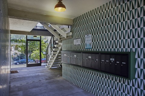 Controlled access entry and mail room