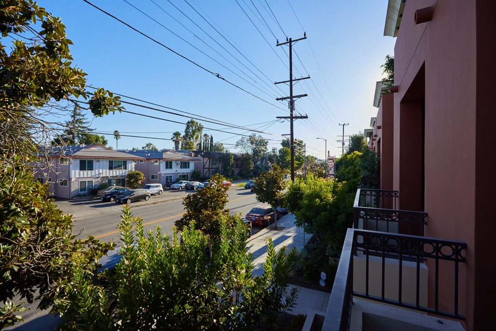 View from balconies out to street