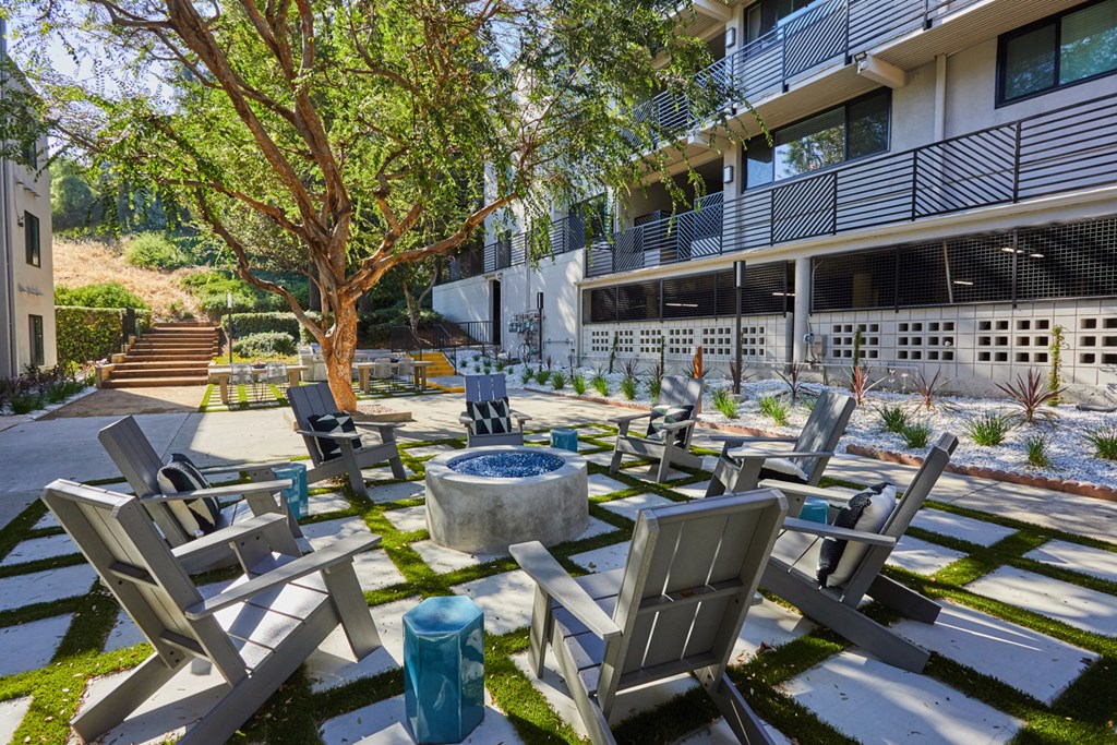 Beautiful green outdoor lounge space