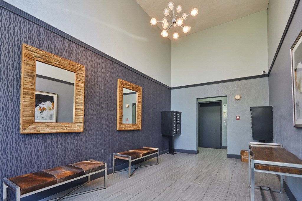 Entrance with modern light fixture