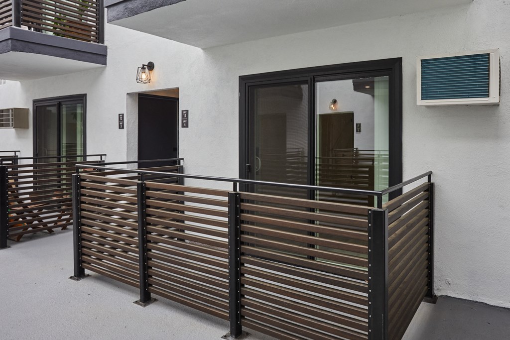 Large patio outside of ground floor unit