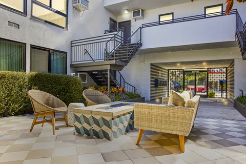 Outdoor courtyard with firepit