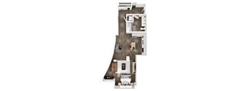 a floor plan of a home with a bedroom and a living room