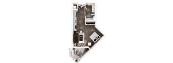 ? floor plan of a 1 bedroom apartment with a bathroom and a living room