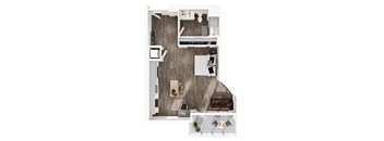 a1 floor plan  1 bedroom with 1 bath  129