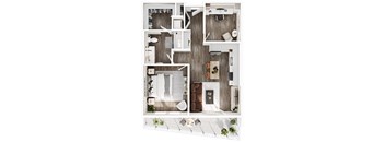 a 1 bedroom apartment is shown in this floor plan rendering
