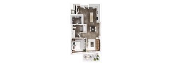 a floor plan of a house with a bedroom and a living room