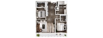 a floor plan of a bedroom with a bathroom and a living room