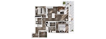 a 1 bedroom floor plan of a house with a bathroom and a living room