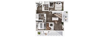 a floor plan of a house with a bedroom and a living room