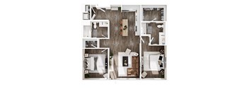 a 1 bedroom floor plan with a living room and a bedroom