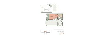 A floor plan for a loft apartment at Tralee Village shows a living room, dining room, kitchen, and bathroom.