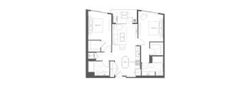 a floor plan of a house with furniture on a green