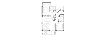 a floor plan of a house on a green