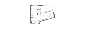 a floor plan of a house with floor plans of rooms and a courtyard