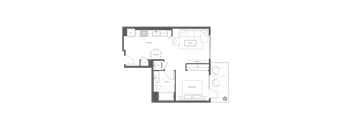 a floor plan of a house with furniture on a green