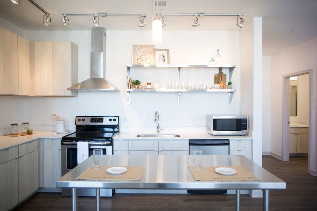 kitchen in apartment at 747 Apartments, Indianapolis, IN